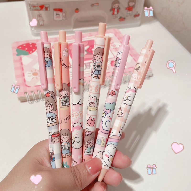 Bút Bi Nước Mực Gel Hoạt Hình, Bút Bi In Họa Tiết Cute Ngòi 0.5mm Nhiều Màu Dễ Thương