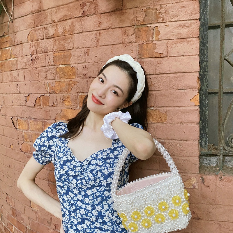 Cài tóc vải lưới gợn sóng màu trơn chiều rộng không đều phong cách Hàn Quốc dễ phối đồ