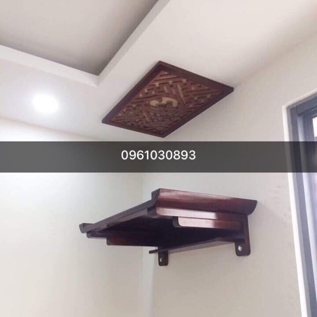 Bàn thờ treo gỗ sồi kt 48x81 kèm ám khói 41x41