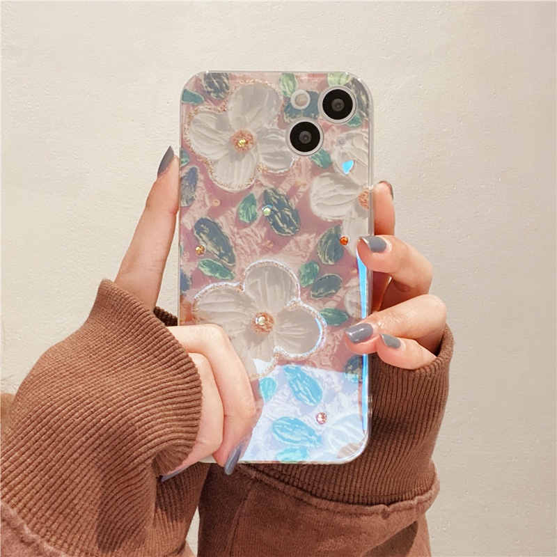 Ốp Điện Thoại Silicone Mềm Họa Tiết Tranh Sơn Dầu Đính Đá Cho iphone 7 8 Plus se 2020 2022 X XR Xs Max 11 12 13 Pro Max