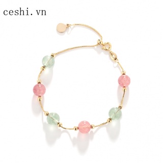 Vòng Tay Đá Vỏ Chai Tự Nhiên 14K Cho Nữ