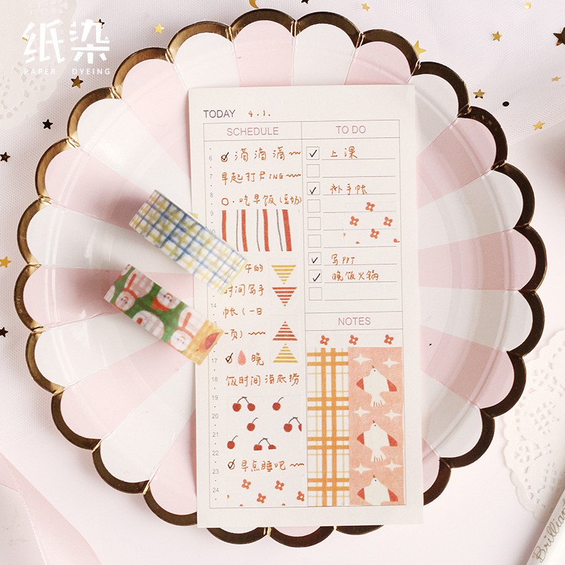 Băng dính trang trí Washi tape Paper dyeing 1 cuộn : 15mm x 5m