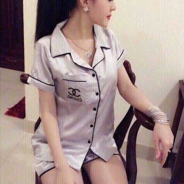 Set bộ ngủ phi lụa viền