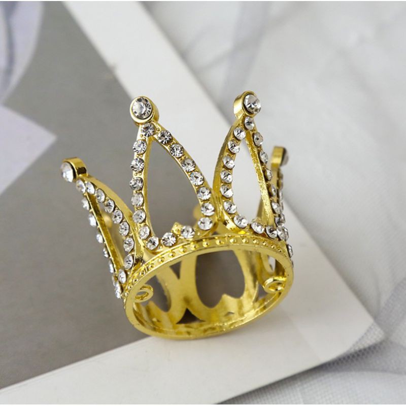 đồ trang trí bánh [FREESHIP] vương miện đính hạt kim cương