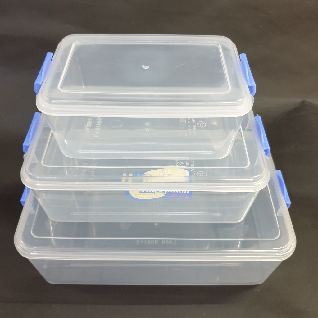 Hộp đựng thực phẩm đồ ăn để tủ lạnh, hộp đựng thức ăn hình chữ nhật, chất liệu nhựa cao cấp chuẩn Việt Nhật