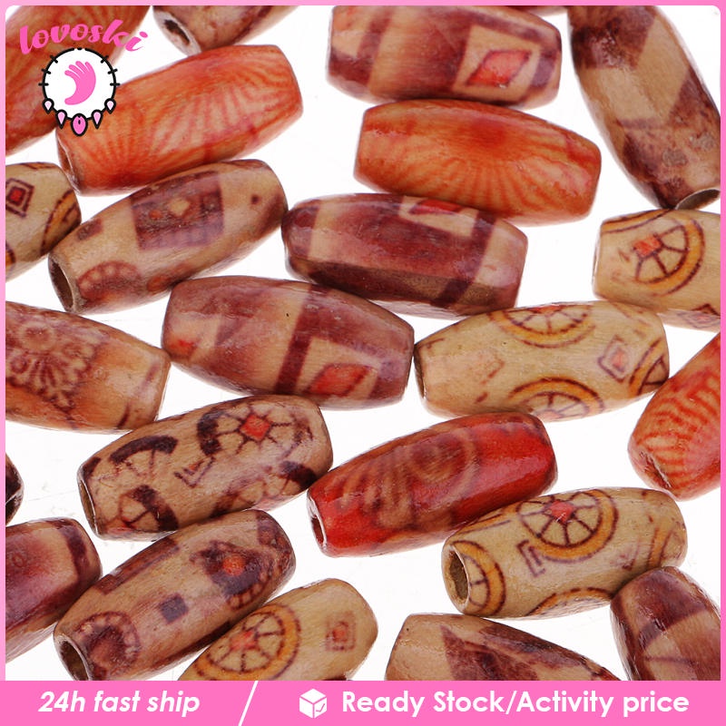 Set 50 Hạt Gỗ 15mm Làm Trang Sức Phong Cách Châu Âu