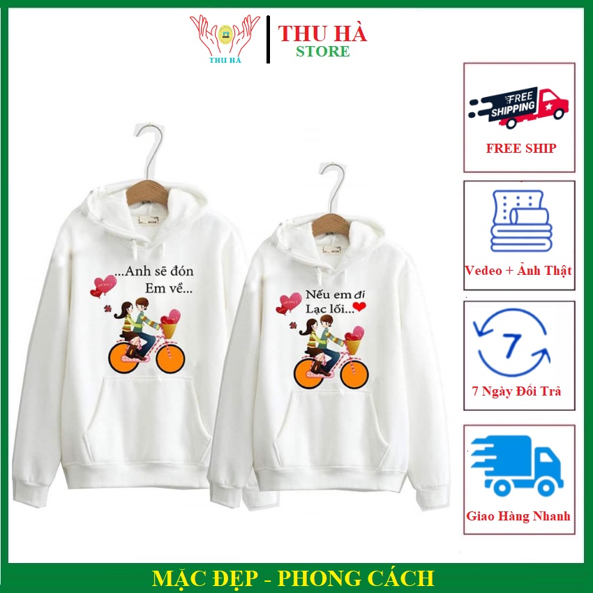 COMBO 2 ÁO- Áo Mũ Đôi MM07. THU HÀ STORE .{HÀNG ĐẸP}Áo đôi áo cặp in nếu em đi anh sẽ có mũ chất đẹp