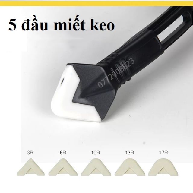 Bộ dụng cụ miết mạch keo silicon kèm 5 đầu miết silicon