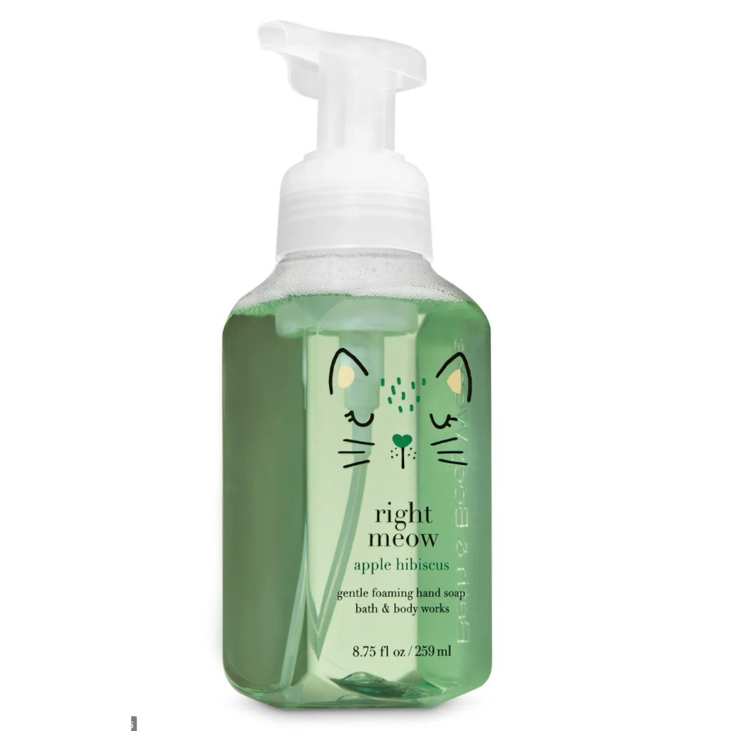 Xà phòng bọt rửa tay diệt khuẩn Bath &amp; Body Works Gentle Foaming Hand Soap Right Meow Apple Hibiscus 259ml (Mỹ)