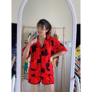 Pijama đùi bò sữa lụa mango