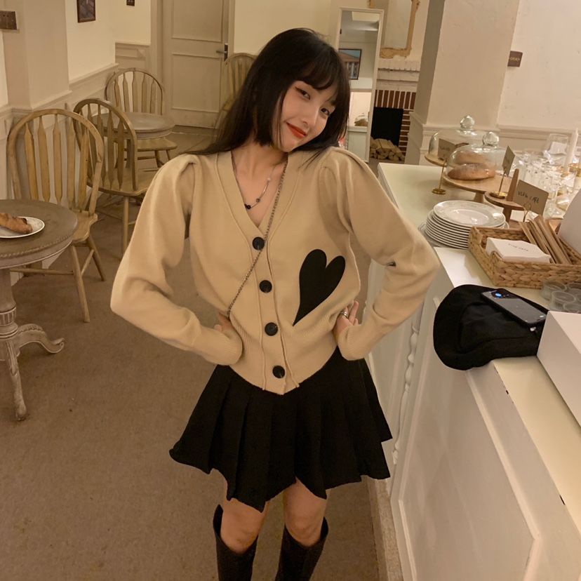 Áo sweater dệt kim tay dài cổ chữ v dáng rộng phong cách thời trang hàn quốc