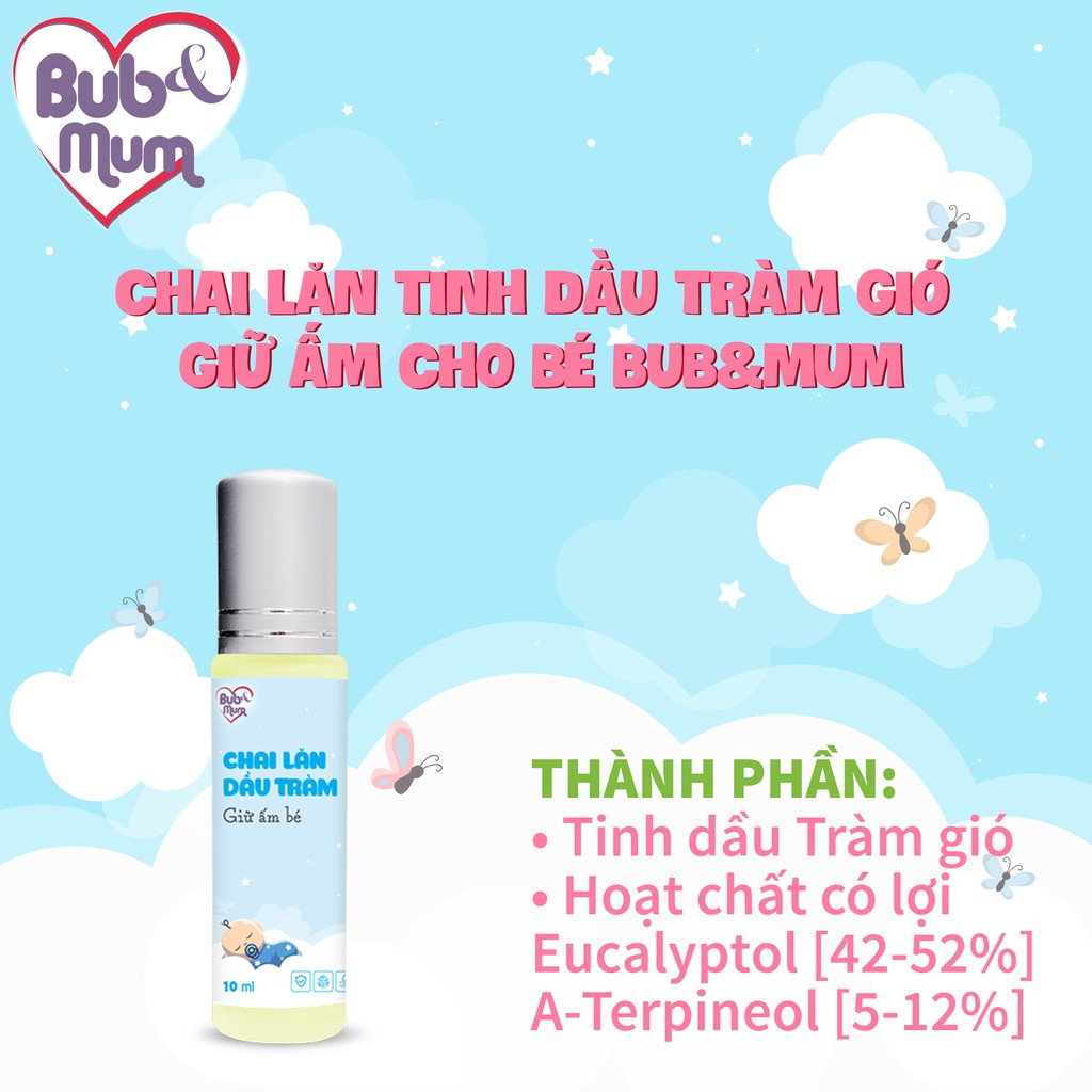 [Mã LTBAUAB20 giảm 7% đơn 99K] Tinh dầu tràm gió giữ ấm cho bé BuB&amp;MuM dạng chai lăn 10ml