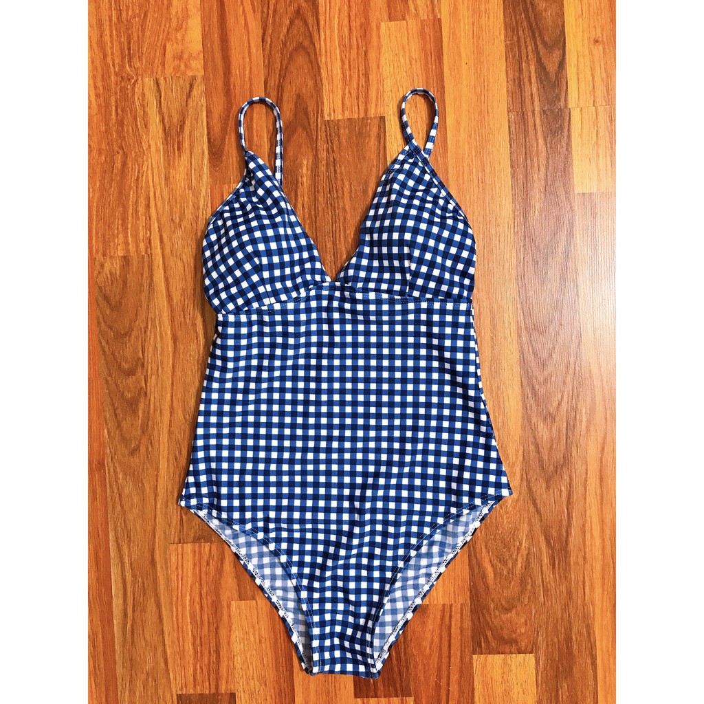 Bikini, Đồ Bơi Đi Biển Thân Liền Caro Xanh ODERI LT-097