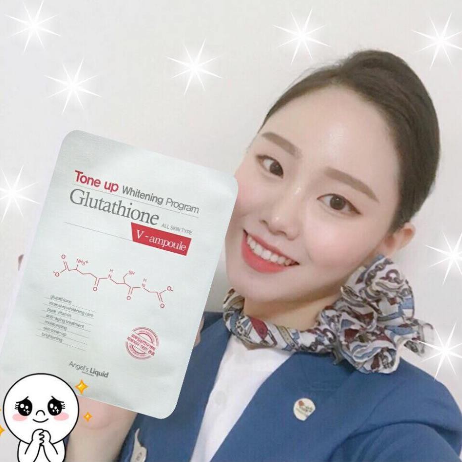 Mặt Nạ Dưỡng Trắng Sáng Da Angel’s Liquid Tone Up Whitening Program Glutathione V-Ampoule Mask 25g - Miss Xinh