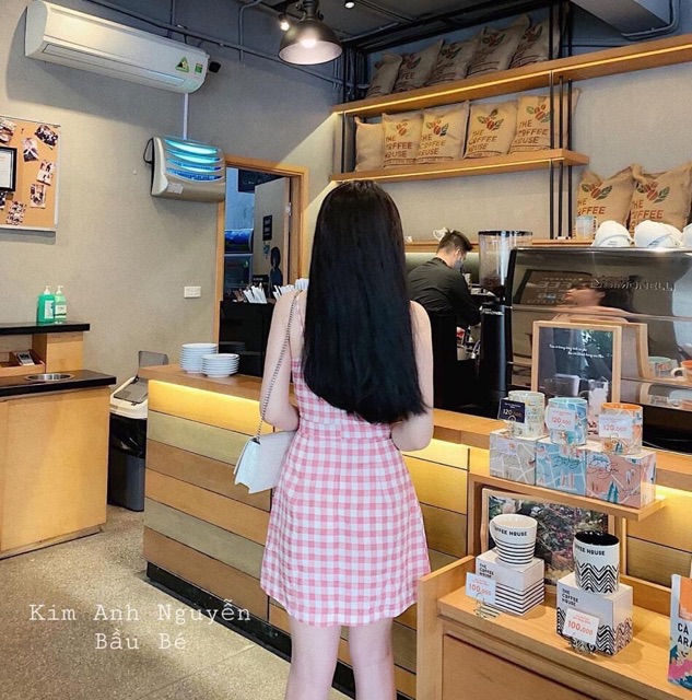 [ Mã FAMAYWA2 giảm 10K đơn 50K] Đầm ngắn sọc caro kiểu 2 dây cúp ngực | BigBuy360 - bigbuy360.vn