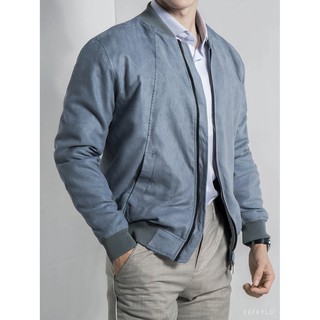 [HÀNG CAO CẤP] Áo khoác bomber nam da lộn trơn CEFFYLO giữ ấm cực tốt