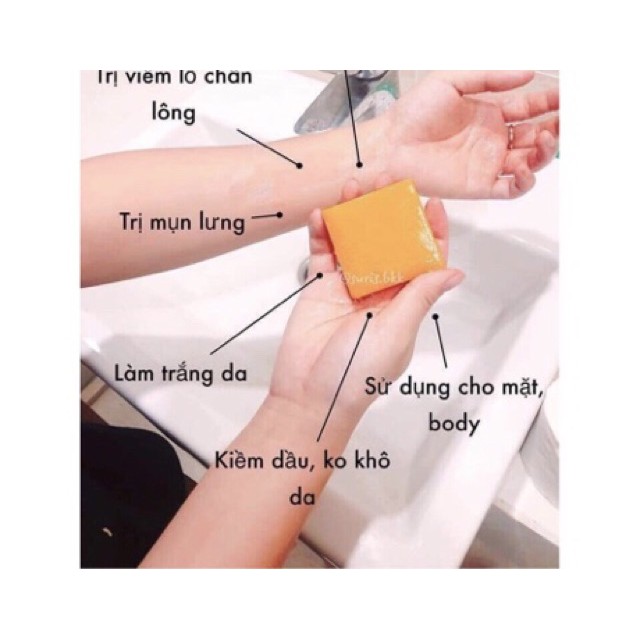 Xà phòng nghệ cam trắng da loại bỏ mụn thâm Thái Lan