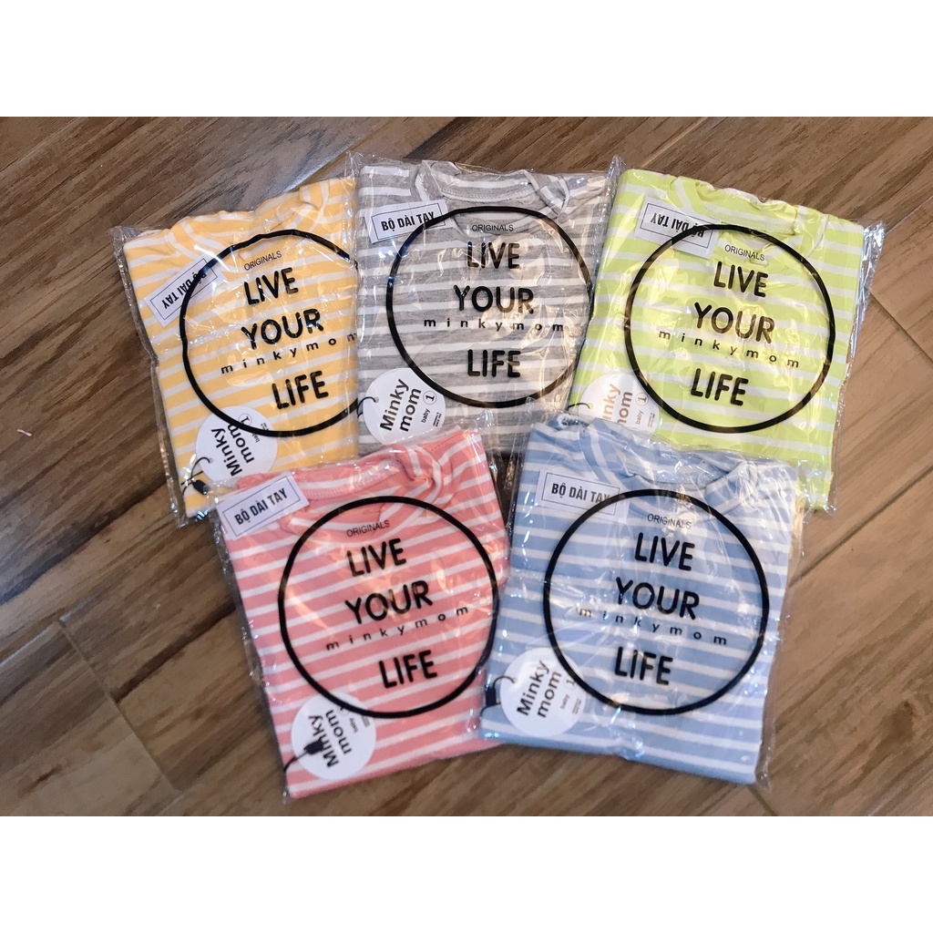 Đồ Bộ Dài Tay Bé Trai, Bé Gái Minky Mom Vải Thun Lạnh hoạ Tiết Kẻ Ngang, Bộ Đồ Dài Tay Mặc Thu Đông Cho Bé AN.KID