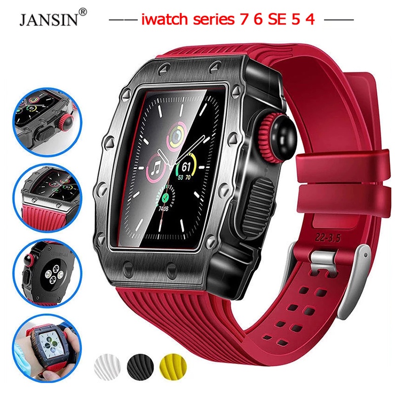 Ốp/ dây đeo inox jansin thích hợp cho đồng hồ apple watch ultra 49mm 45mm 41mm 44mm iwatch series 8 7 6 SE 5 4 (có bán lẻ)