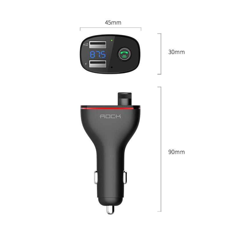 Tẩu sạc điện thoại trên ô tô ROCK B300 tích hợp Bluetooth FM