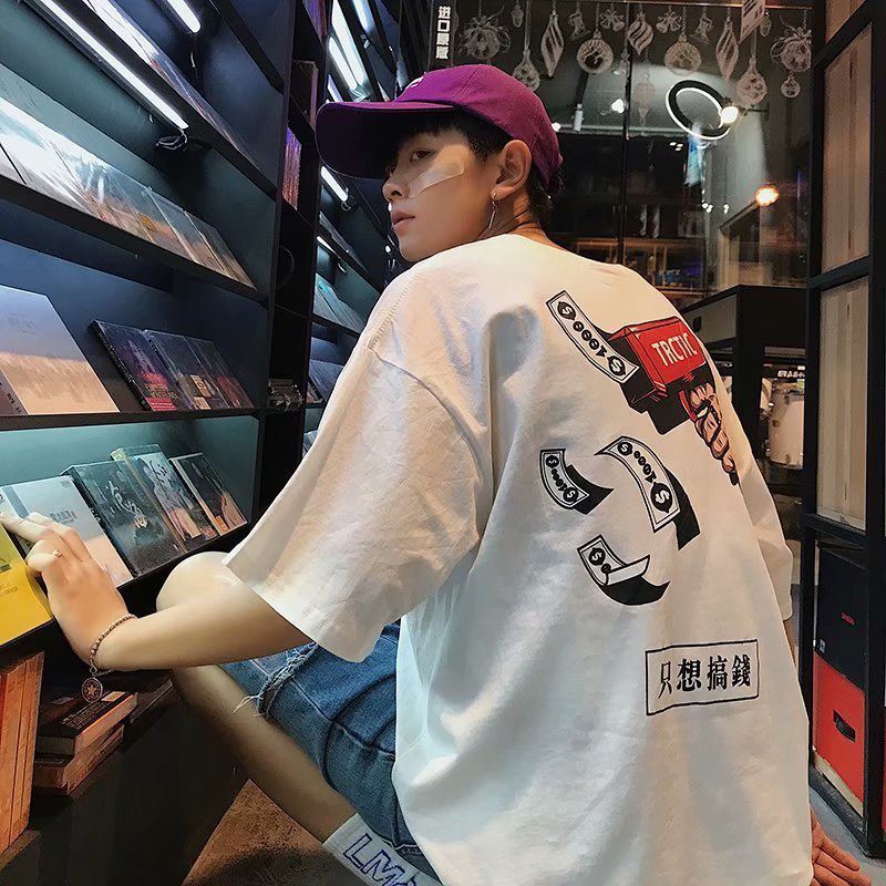 Áo Thun Unisex DOL vai rộng tay lỡ cá tính phong cách Ulzzang in hình súng cá tính