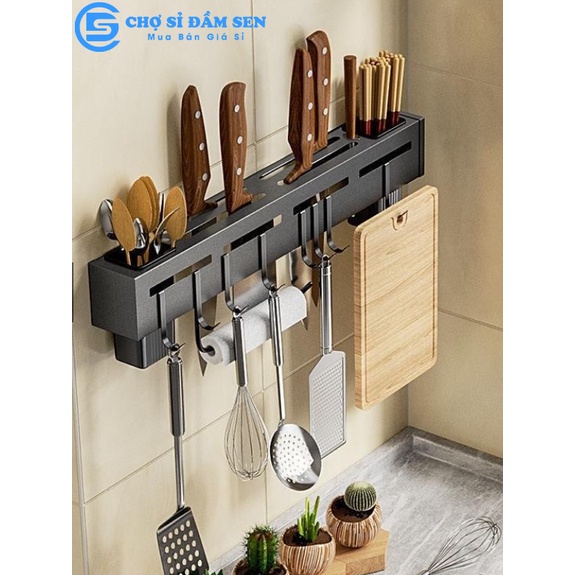 Kệ treo đồ nhà bếp đa năng, giá gác dao dán tường có móc treo tiện dụng G392-KeDaoSat