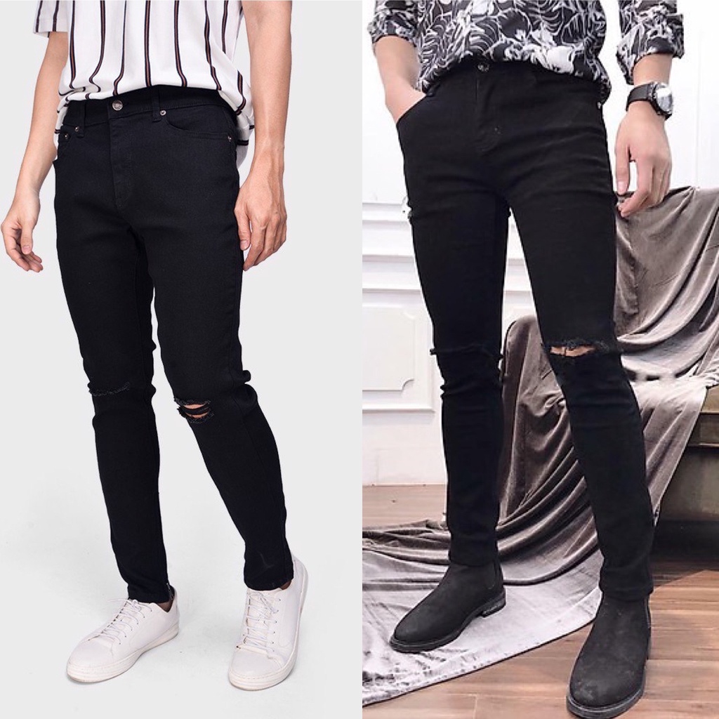 Quần jean nam đen trơn chất bò cao cấp co dãn 4 chiều đẹp from dáng skinny mẫu mới thời trang cao cấp beautifulgilr YT02