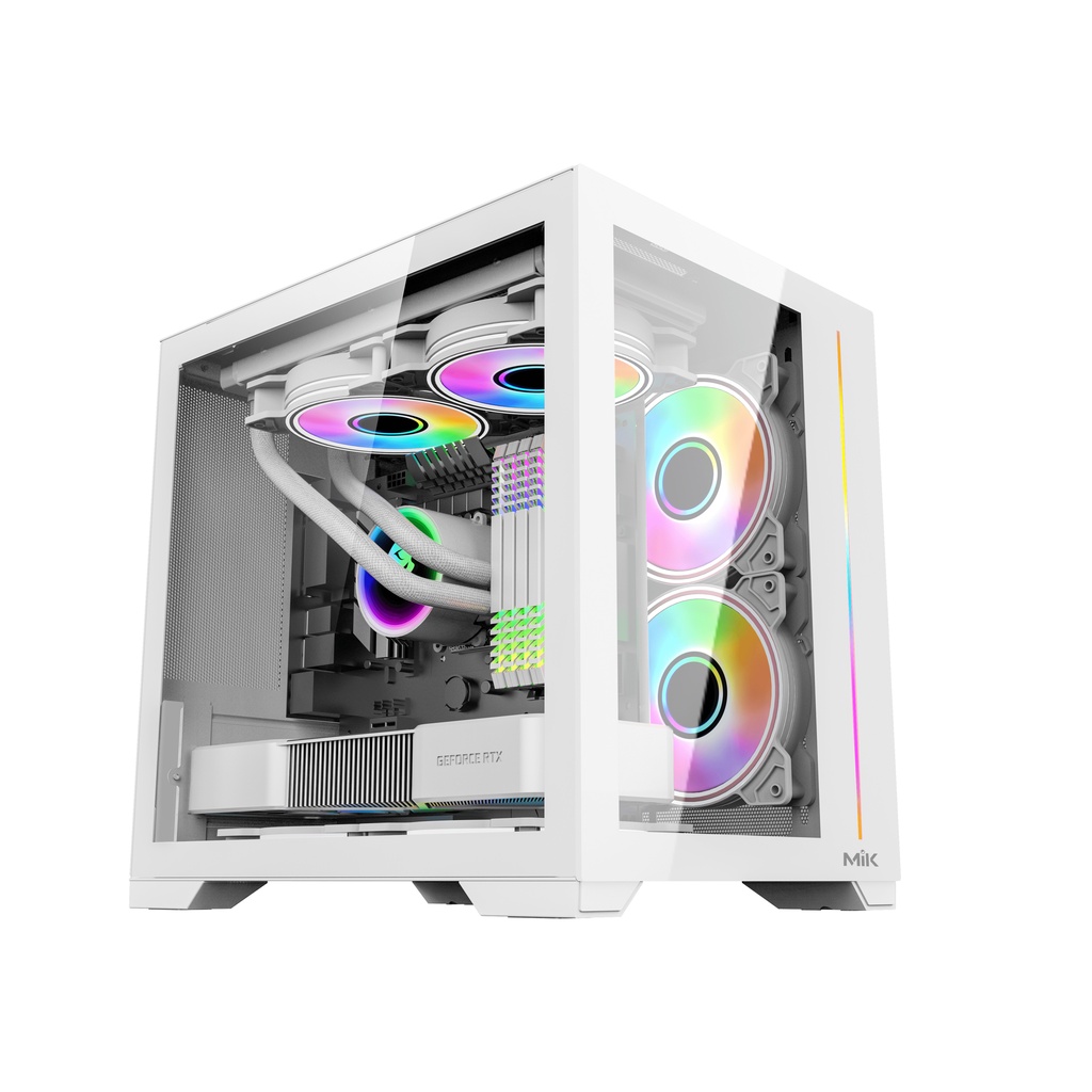 Vỏ Case MIK LV12 MINI ELITE WHITE (Dãy led Argb & Thiết Kế Thông Minh Không Cần Ốc)