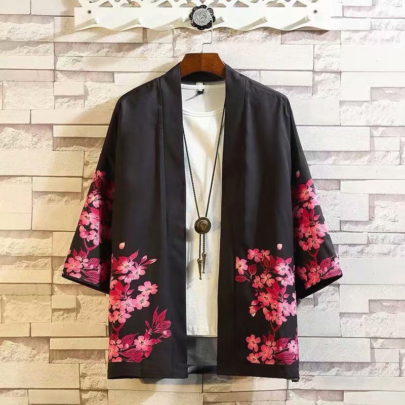 Áo Khoác kimono Tay Lỡ Họa Tiết Chim Hạc / Sóng Biển Phong Cách Nhật Bản Cho Nam Và Nữ