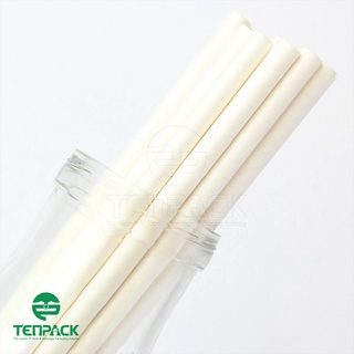 25 Ống hút giấy màu trắng trơn pi11x20cmx25c