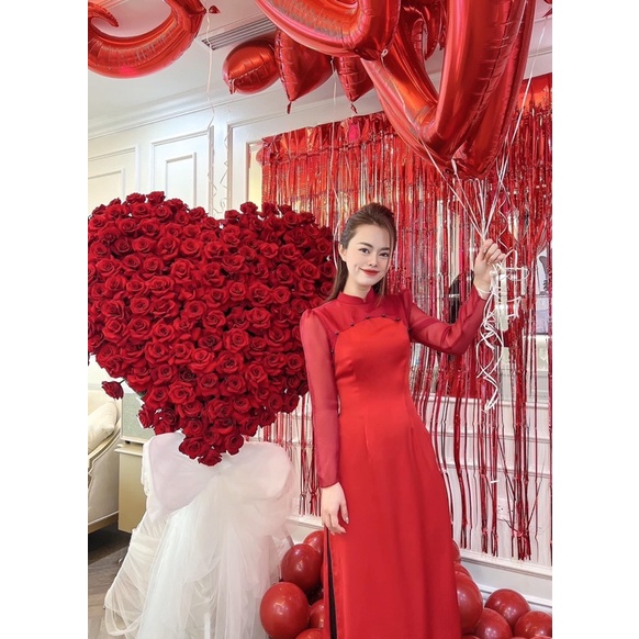 Áo dài cách tân vai bồng hiện đại tinh tế sang chảnh Hà Nhiên