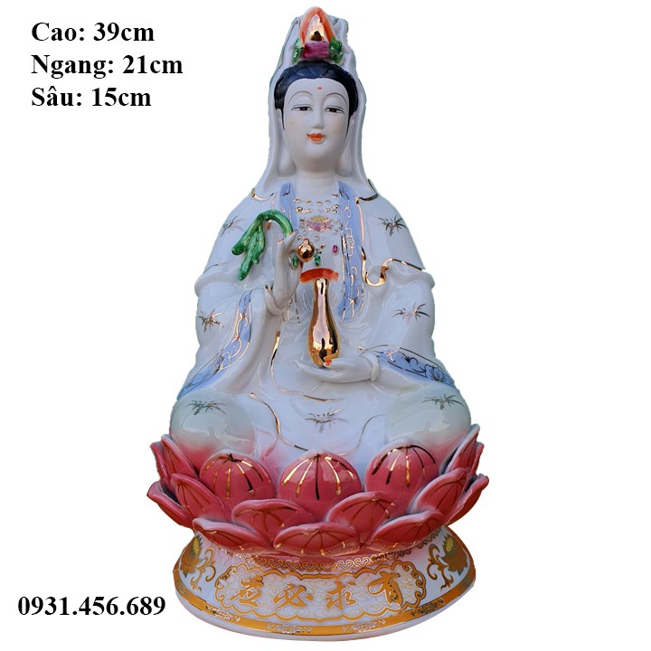 Tượng Phật Bà Quan Âm 16in Màu Xanh