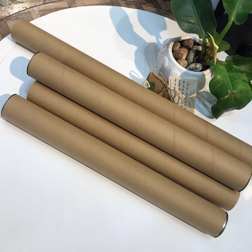 Ống Giấy Tube đựng tranh liễn - poster, bản vẽ... đường kính 55mm, có nắp 2 đầu