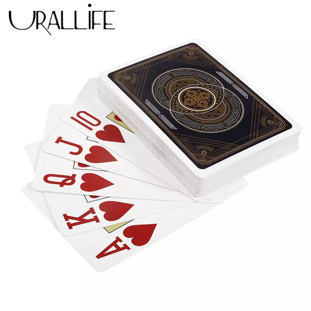 Uareliffe 1pcs Trò chơi Poker Chơi bài với quy trình Bronzing Bộ bài Poker bằng nhựa Trò chơi bền Chơi bài Poker cho bữa tiệc trong nhà Bar Trò chơi giải trí gia đình