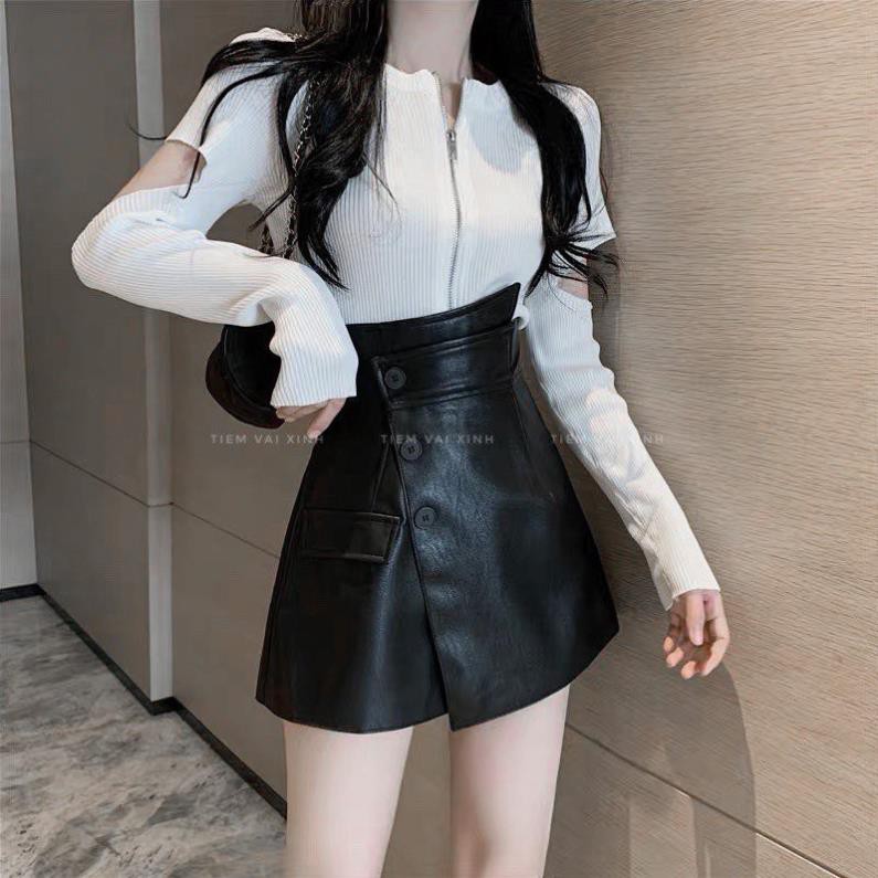 Chân váy da ngắn công sở chữ A da nâu Hàng Quảng Châu - Shinsam STORE | BigBuy360 - bigbuy360.vn