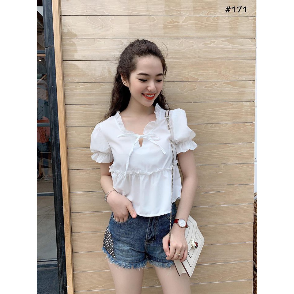 AK548 - Áo Kiểu Babydoll Peplum Đáng Yêu
