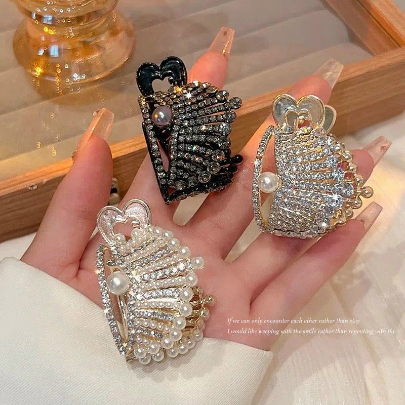 Kẹp Tóc Vương Miện Đính Đá Zircon Sang Trọng,Kẹp Càng Cua Đính Đá