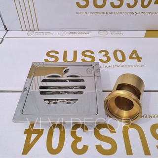 Phễu Thoát Sàn , Thoát Nước , Thu Sàn Nhà Tắm Chống Mùi Hôi , Côn Trùng INOX304 Lõi Đồng Táo Đáy Dài V10*10
