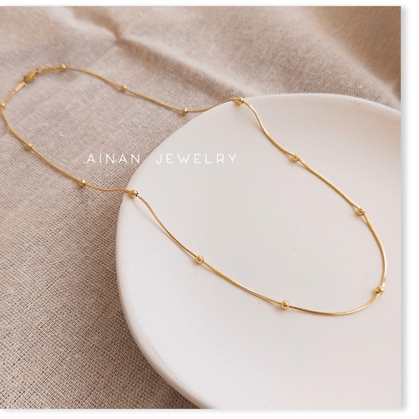 Dây chuyền titan bi dây mì (màu vàng) -TT4739 KHÔNG BAY MÀU - BẢO HÀNH 12 THÁNG