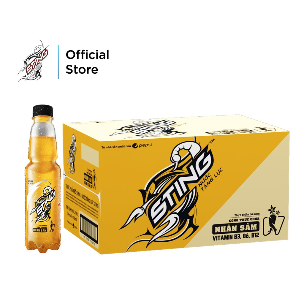 Thùng 24 Chai Nước Tăng Lực Sting Vàng (330ml/Chai)