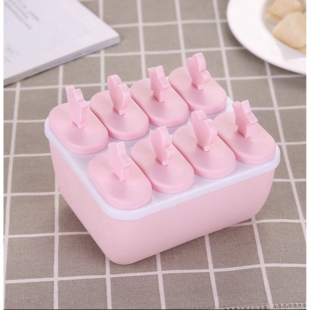 Bộ khuôn làm kem 8 Ngăn 8 Que - Kích thước 6,5CM x 11CM x 12CM