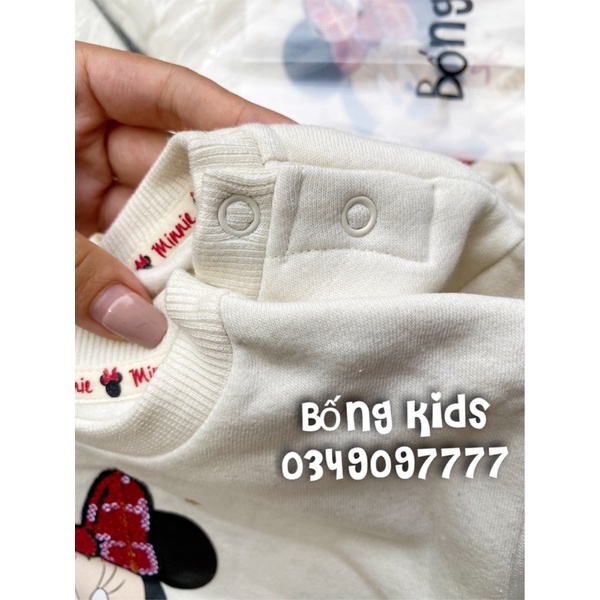 Bộ Nỉ Legging Bé Gái Minnie Nơ Đỏ Peplum PR