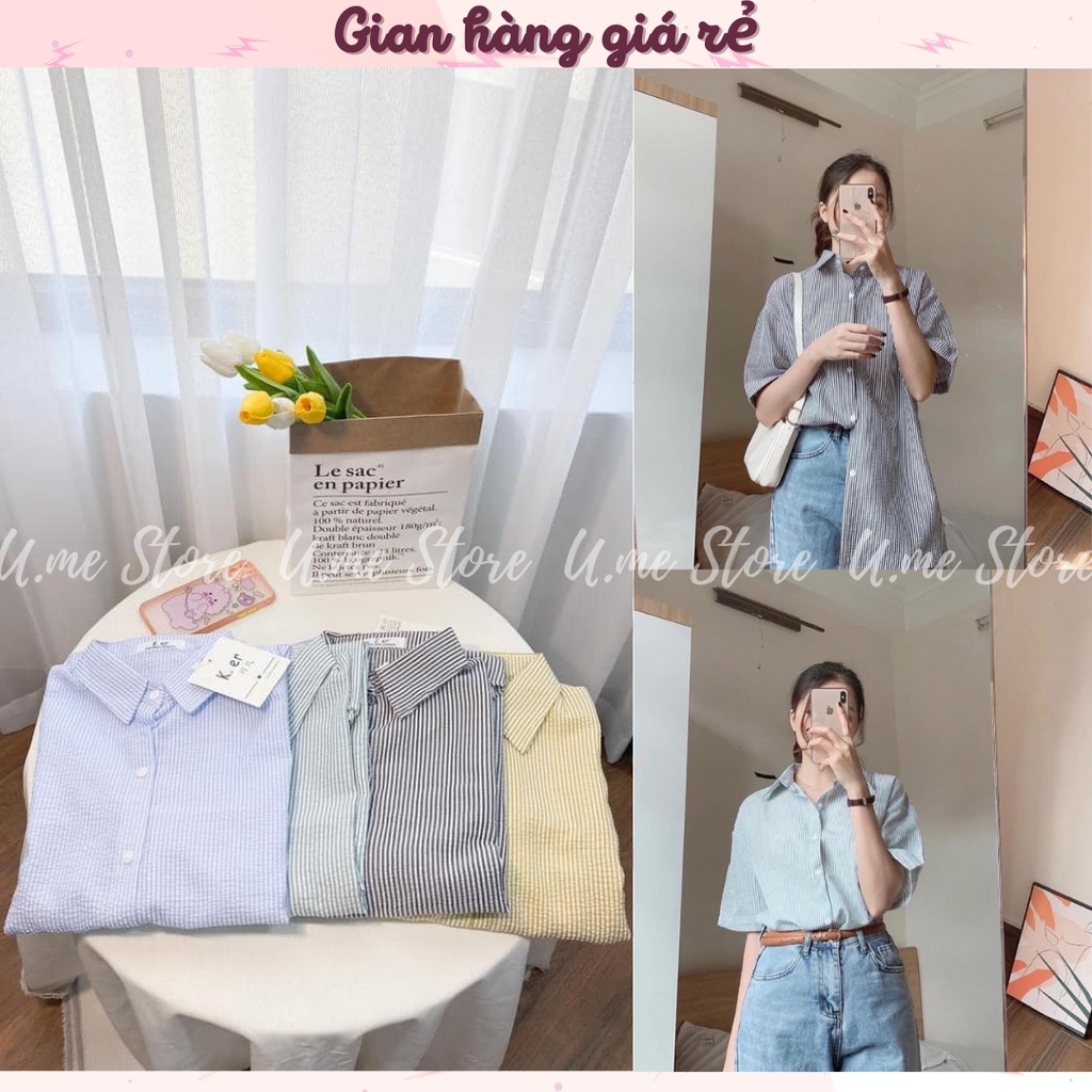 Áo sơ mi kẻ ngắn tay nhiều màu chất đũi xốp cực mát dễ mix đồ Áo sơ mi phù hợp đi học, đi làm, đi chơi