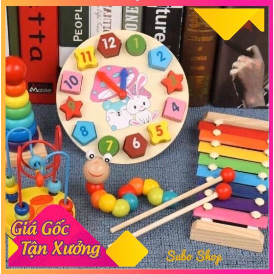 Combo 5 đồ chơi gỗ phát triển trí tuệ cho bé - đồ chơi giáo dục montessori bằng gỗ kích thích tư duy sáng tạo