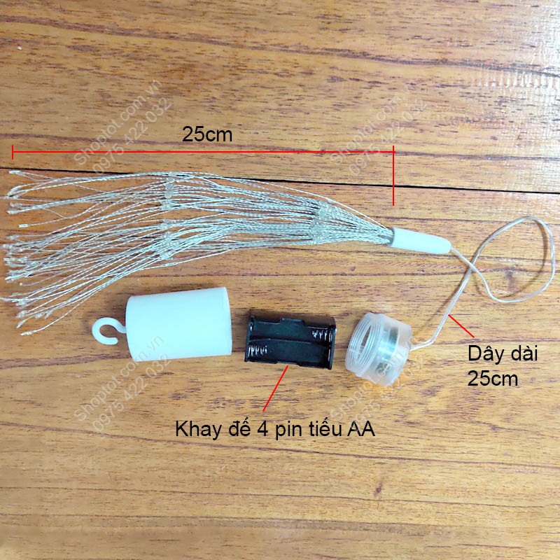 Đèn led dây trang trí hình hoa nhấp nháy nhiều chế độ, dùng pin tiểu AA, chống nước mưa, có điều khiển – r