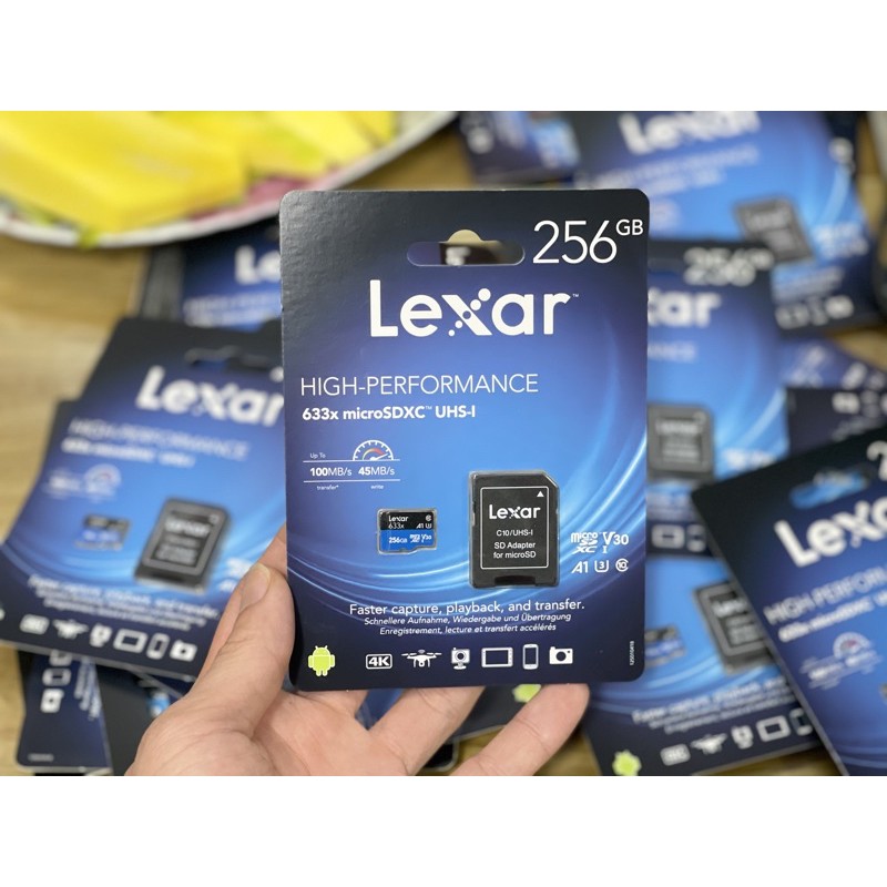 Thẻ nhớ 256GB Lexar 633x micro SDXC UHS-l V30 -100MB/s / Tặng kèm áo thẻ