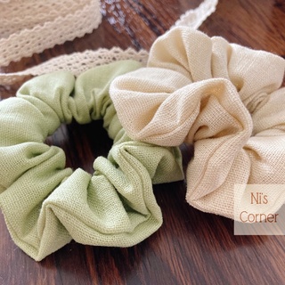 Scrunchie cột tóc Linen mini size màu Kem Bơ (Set Avocado Cream - Blended Linen)