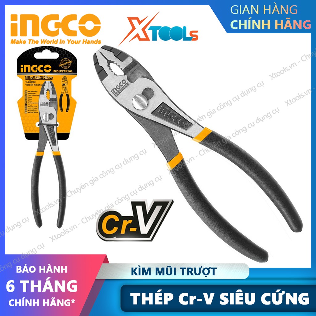 Kìm mũi trượt INGCO kích thước 6&quot; 8&quot; 10&quot; kềm kẹp có khớp nối trượt thép Cr-V không rỉ sét siêu cứng chắc chống va đập