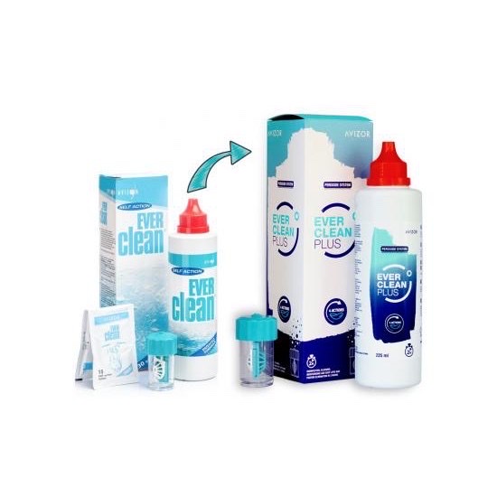 Dung dịch sát trùng kính áp tròng Avizor Ever clean 225ml  và  Avizor Ever clean plus 225ml