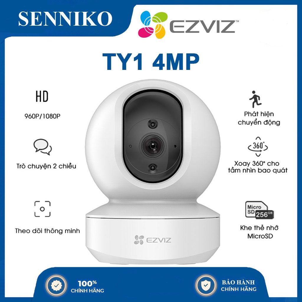 Camera không dây EZVIZ TY1 1080p / 4MP 2K siêu nét quay quét 360 độ - Ghi hình ban đêm